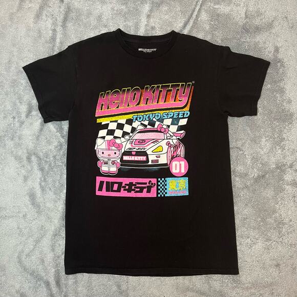 Hello Kitty Black Race Car Tokyo Drift Speed Japanese Graphic Tshirt Size Small - Picture 2 of 8